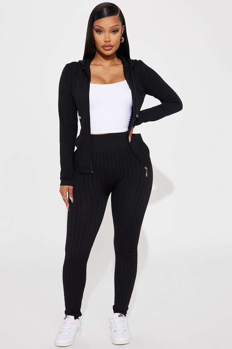 Women's Ready For You Ribbed Legging Set in Black Size Large by Fashion  Nova