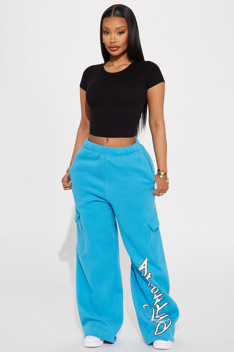 Prettylittlething Shape Blue Cargo Wide Pant