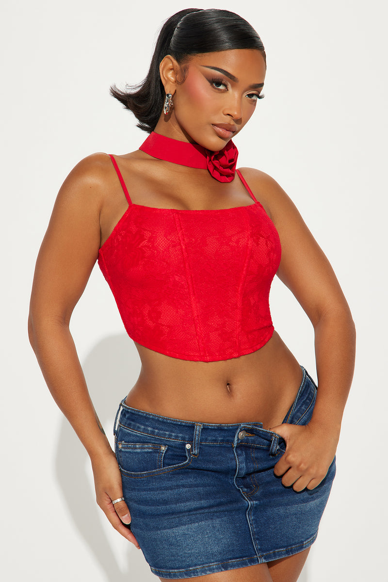 Sign Of The Times Corset Top - Red/Black