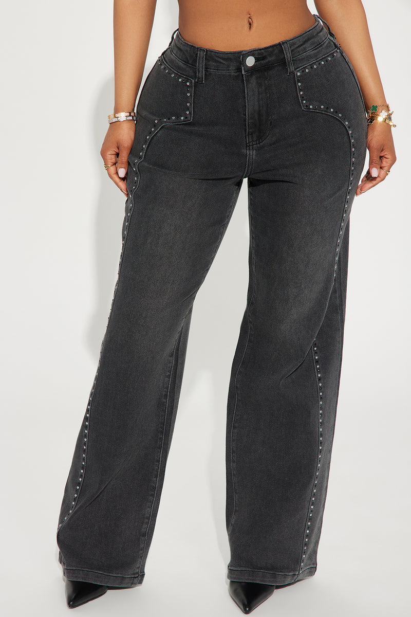 Striking Conversation Embellished Straight Leg Jeans - Black Wash, Fashion  Nova, Jeans