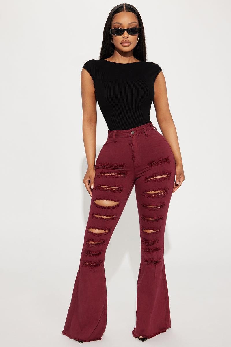 Fall Fashion: Burgundy + Flare Jeans - A Beautiful RAWR