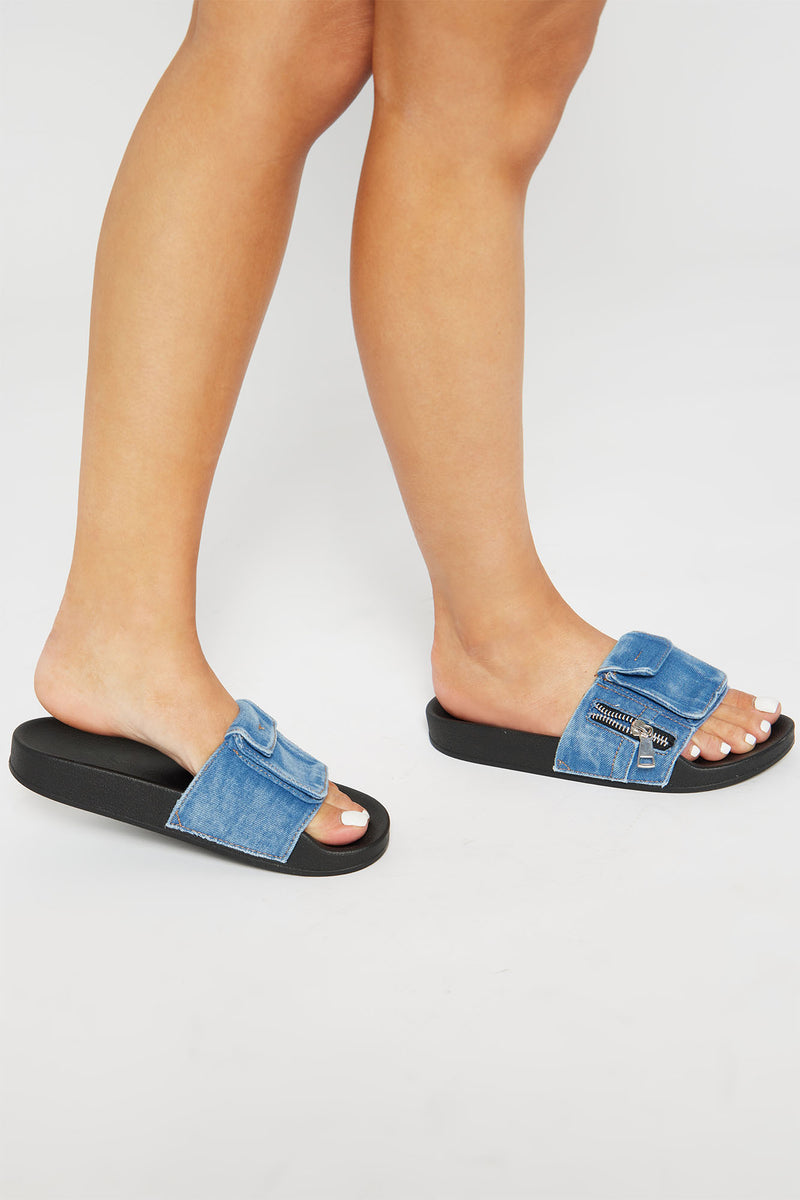 Pretty Girl Flat Sandals - Denim, Fashion Nova, Shoes