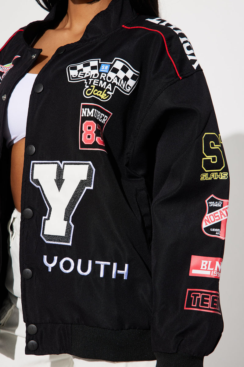 Racing Slash Bomber Jacket - Black, Fashion Nova, Jackets & Coats