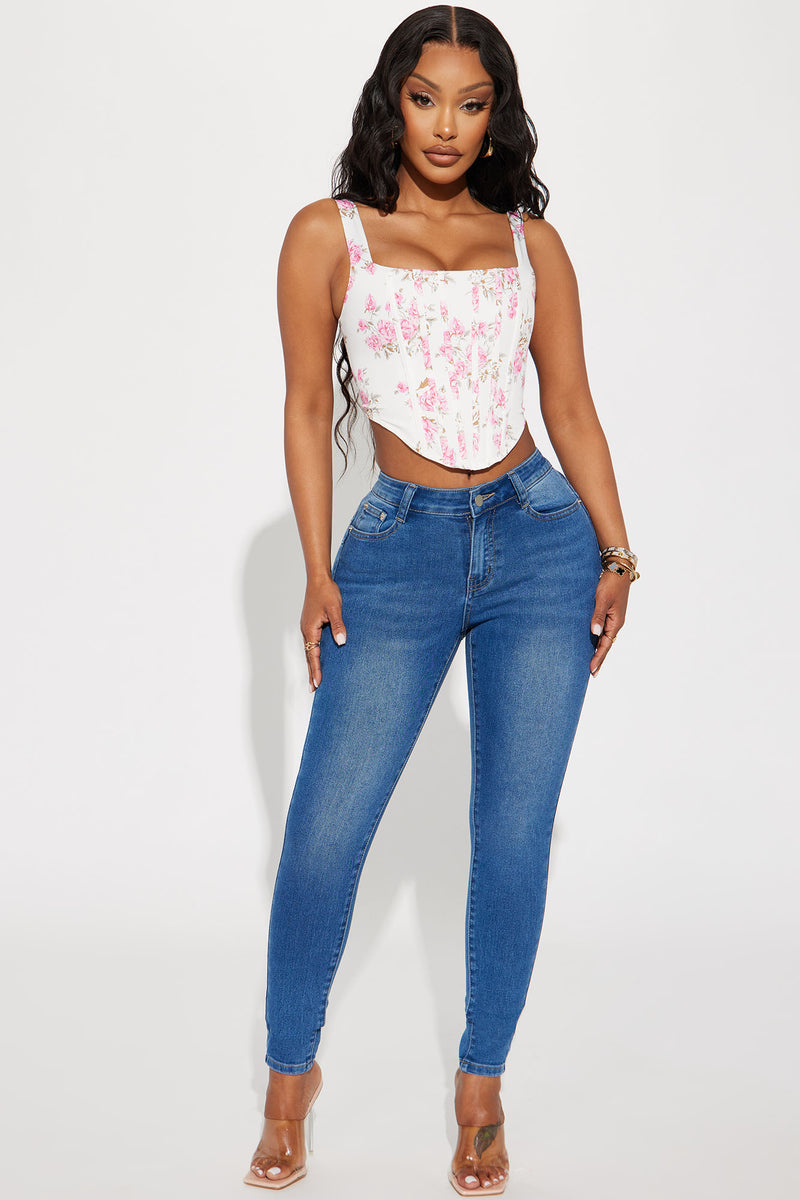 Rosa Floral Corset Top - White/combo, Fashion Nova, Shirts & Blouses