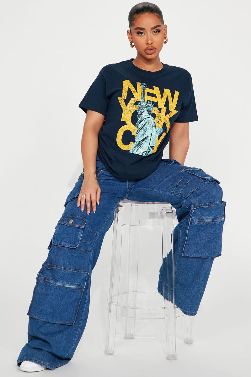 Lady Liberty NYC Graphic Tee - Navy, Fashion Nova, Screens Tops and  Bottoms