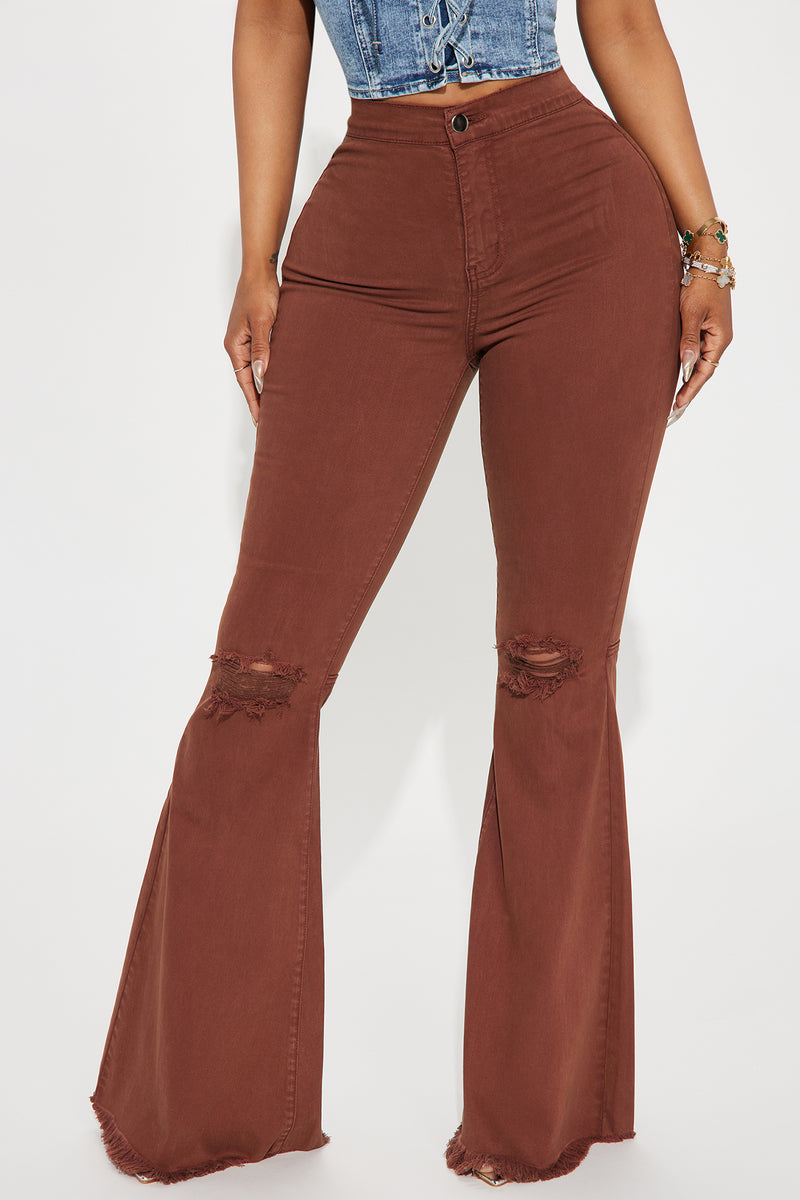 Mystery Solved Extreme Bell Bottom Jeans - Brown