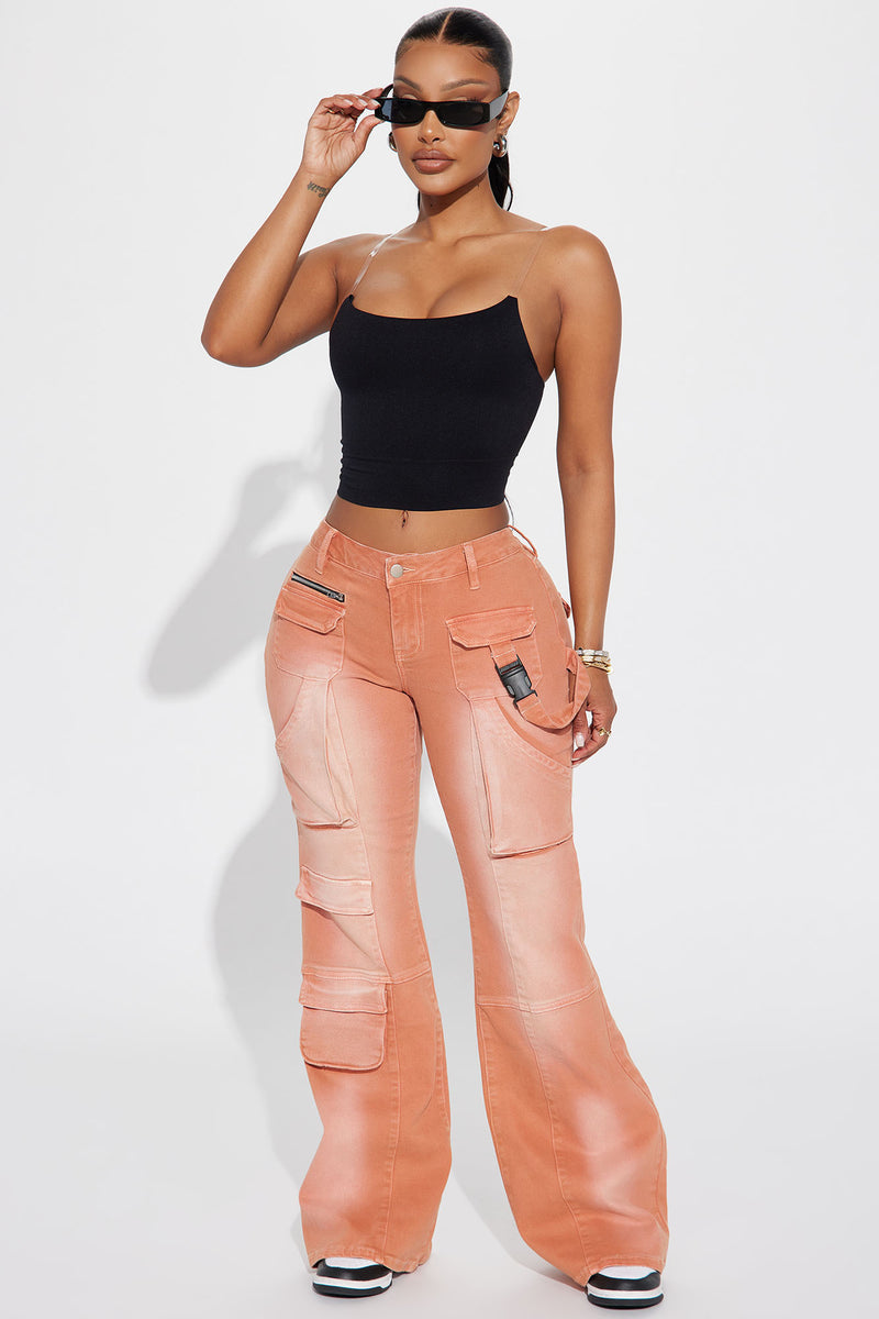 All Fired Up Mid Rise Flare Jean - Orange