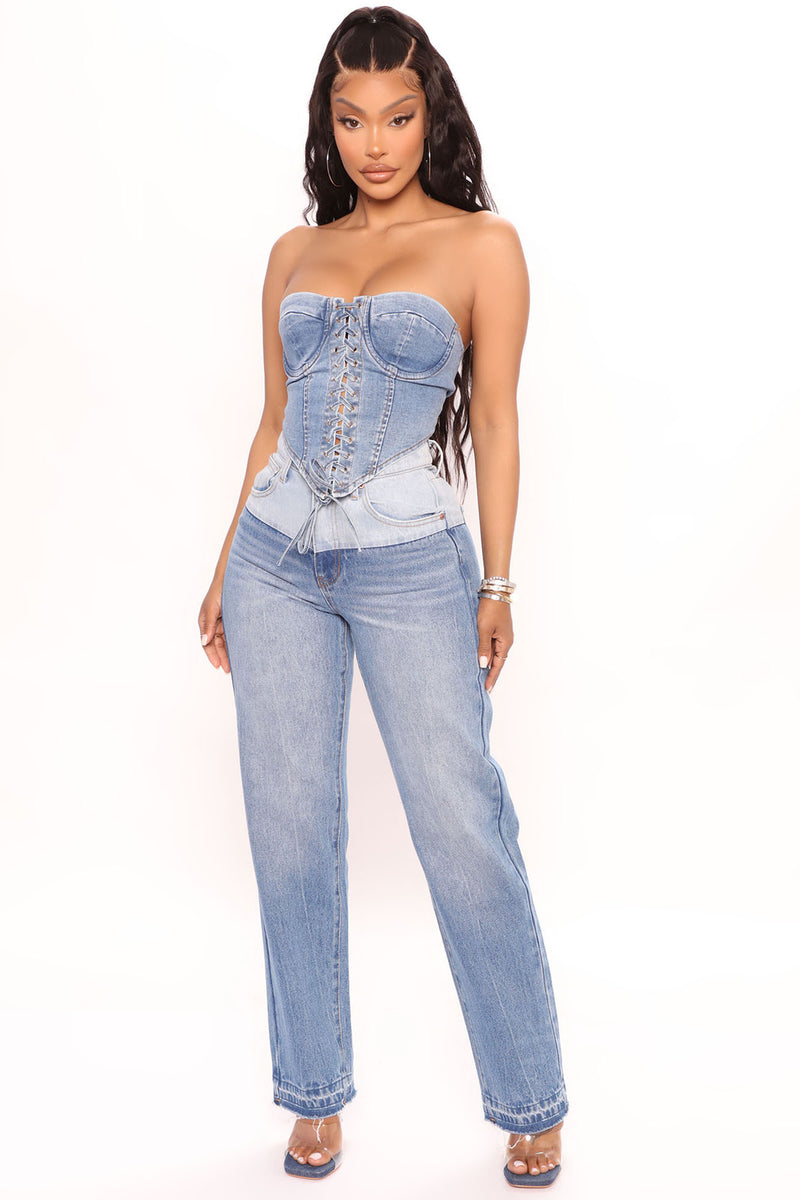 JEANS AND A NICE TOP DROP  small blue structured corset top – remass
