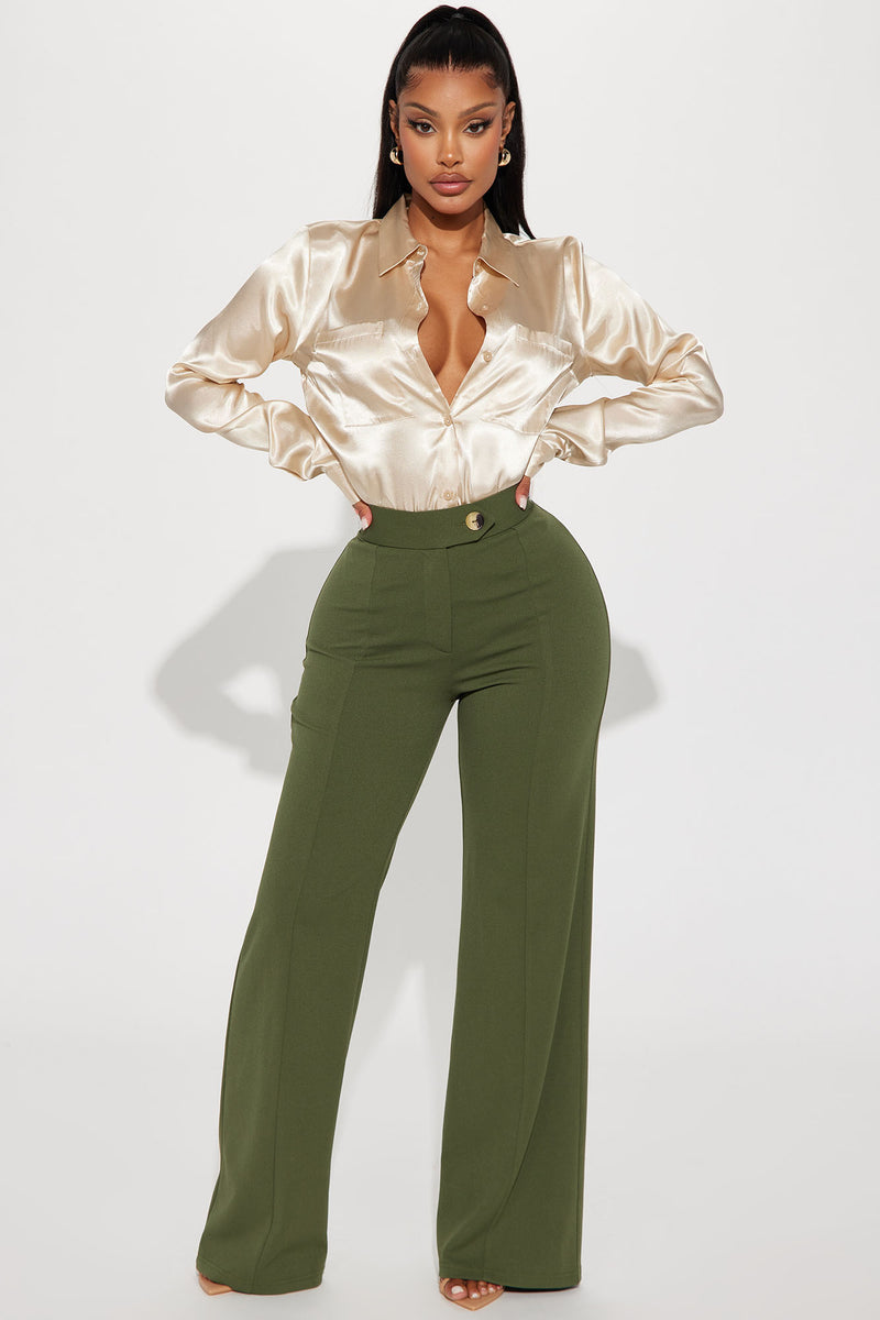 Liverpool High Rise Wide Leg Pant in Olive 16