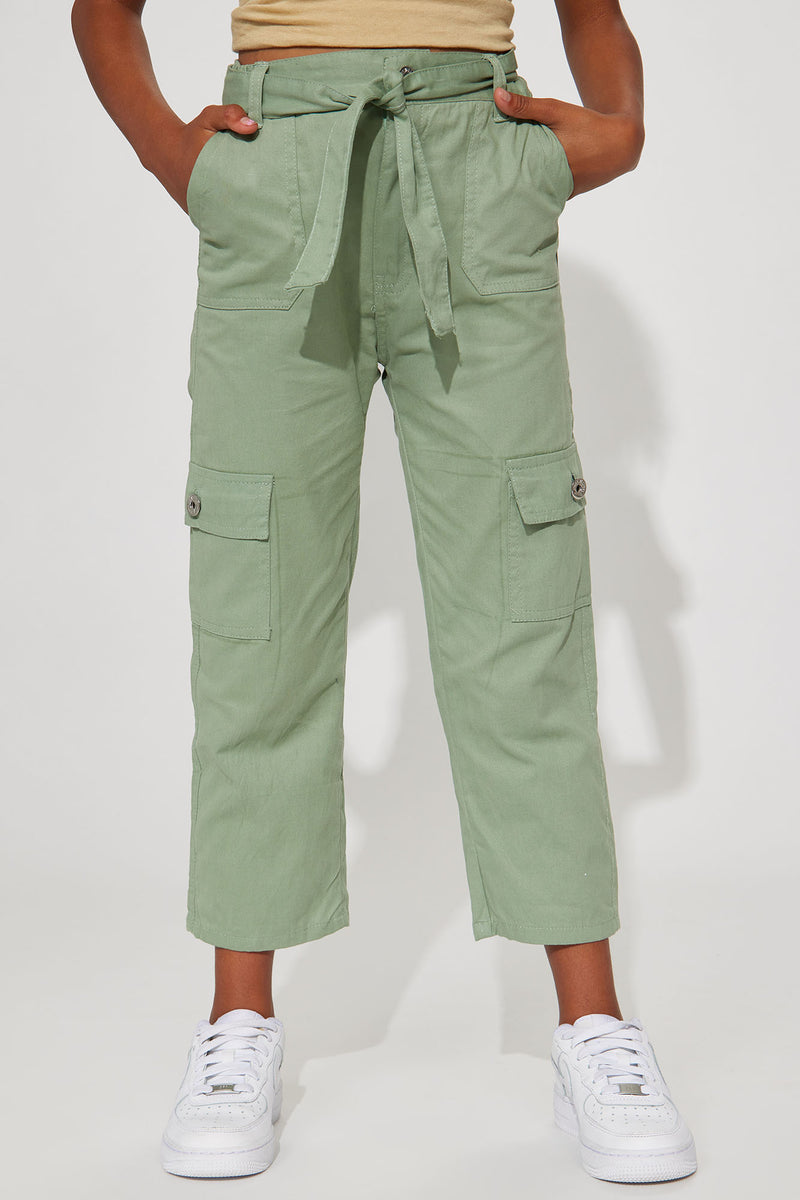 Mini Twill Belted And Ruched Ankle Cargo Pants - Khaki, Fashion Nova, Kids  Pants & Jeans
