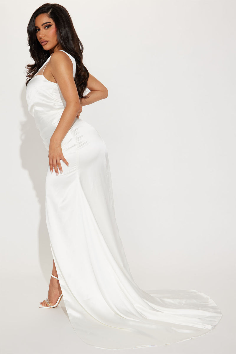 Love Adventurous Satin Maxi Dress - White, Fashion Nova, Dresses