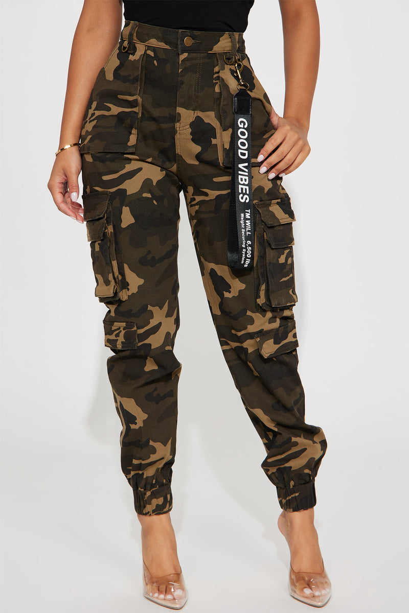 Petite Good Vibes Cargo Jogger - Camouflage | Fashion Nova, Pants