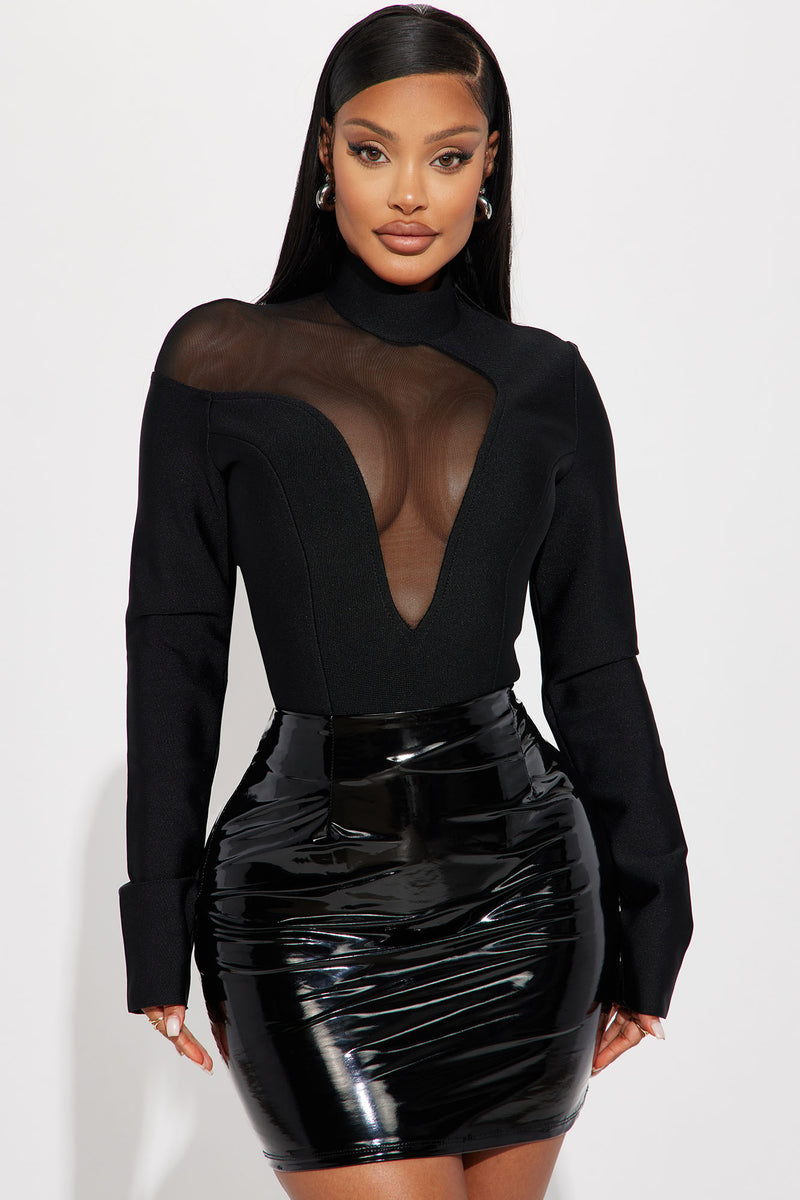 Claire Square Neck Bodysuit - Black, Fashion Nova, Bodysuits