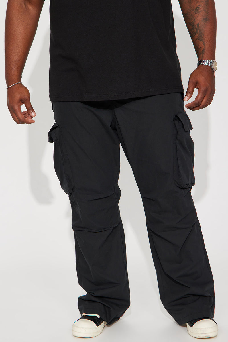 Slim Flare Cargo Parachute Pants - Black | Fashion Nova, Mens