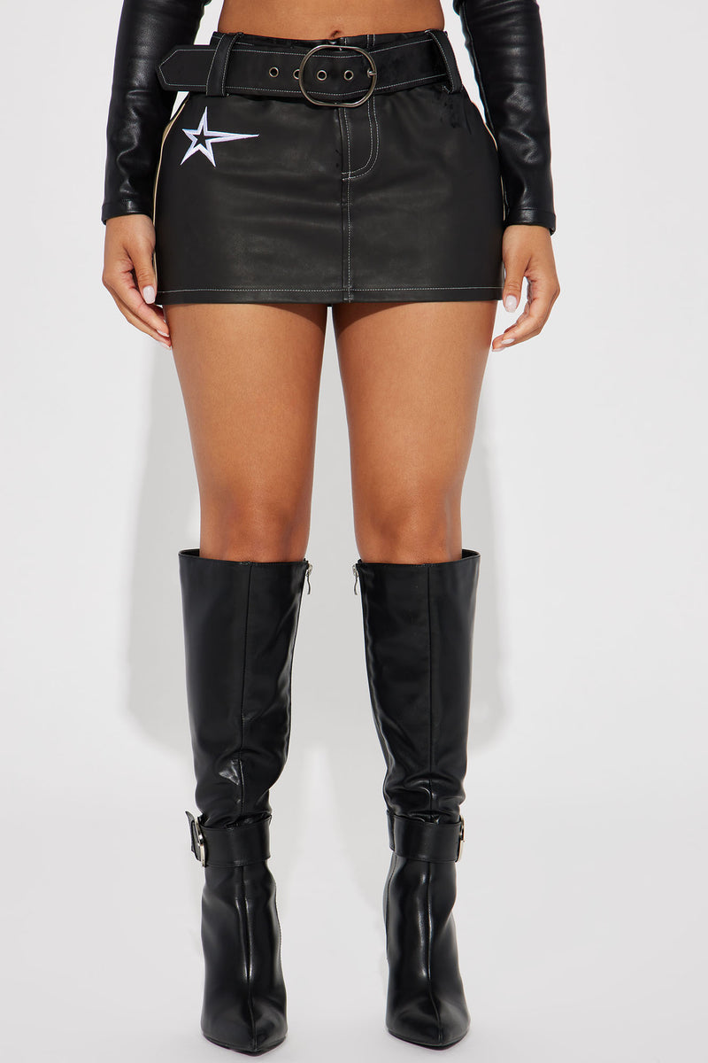 Janisa Faux Leather Micro Mini Skirt - Brown