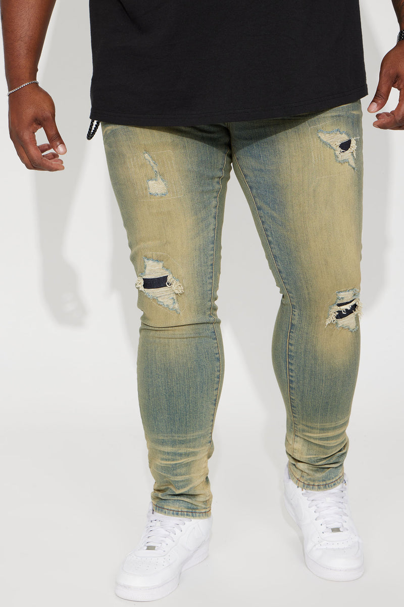 Loaded Stacked Skinny Cargo Jeans - Olive