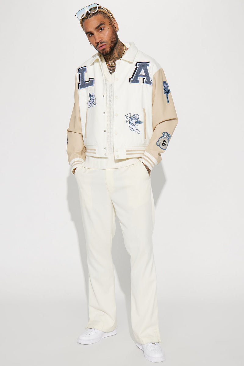 LA Patchwork Varsity Jacket - Royal/combo