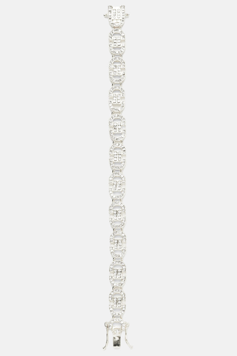 No Love Iced Out Chain Bracelet - Silver