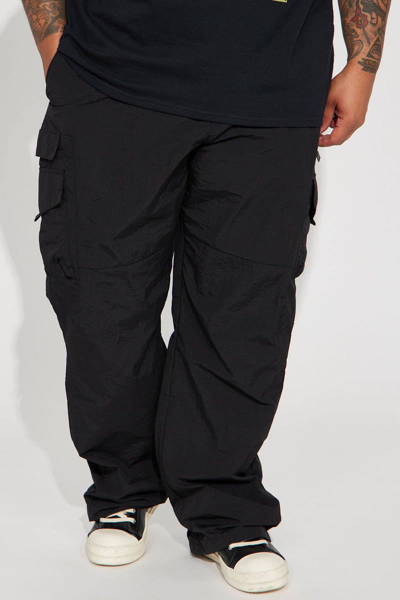 All The Time Nylon Cargo Pants - Black, Fashion Nova, Mens Pants