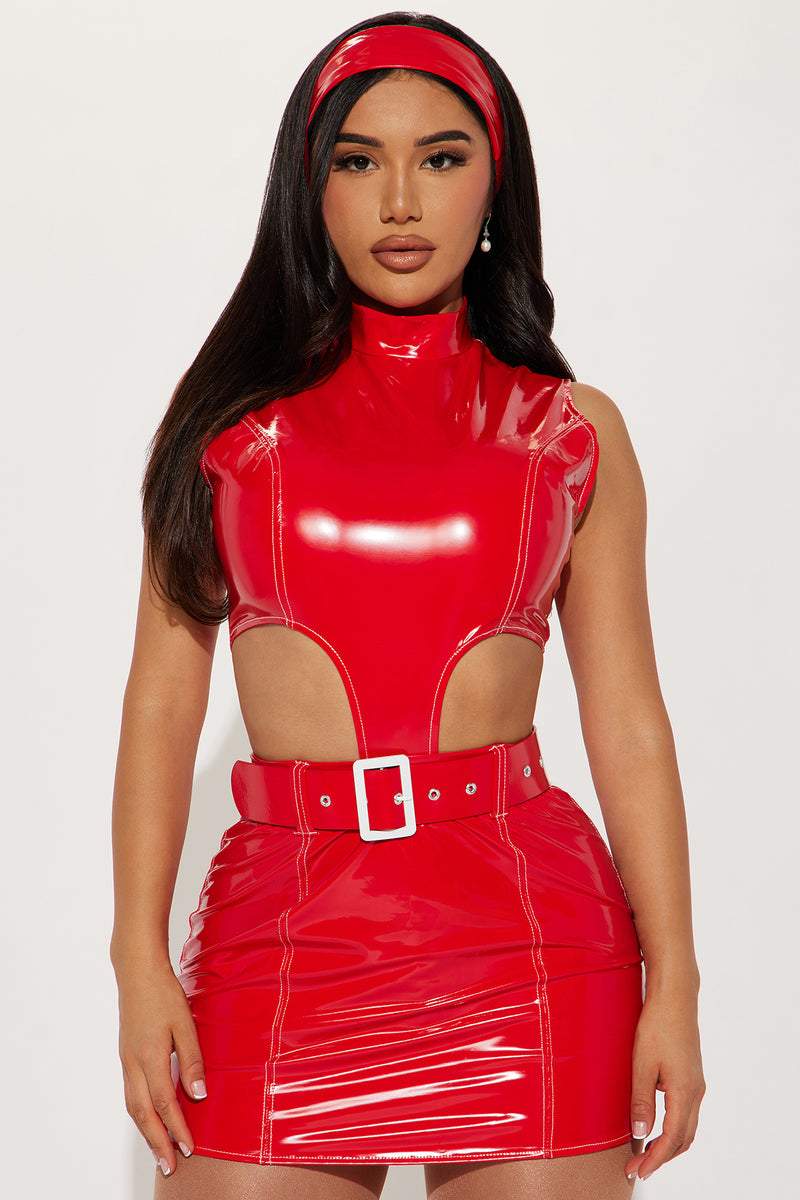 Super Babe 5 Piece Costume Set - Red, Fashion Nova, Womens Costumes