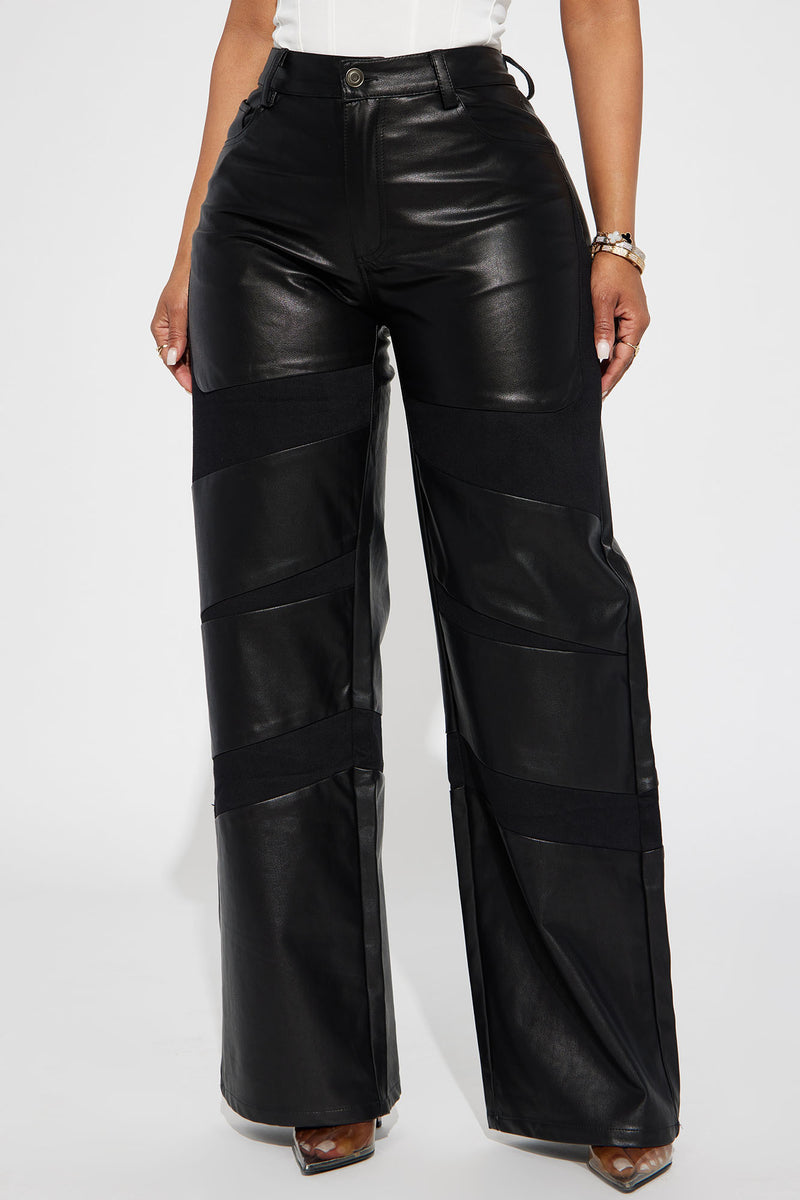 Colour block faux-leather biker pant, Twik, Shop Women%u2019s Straight  Leg Pants Online In Canada