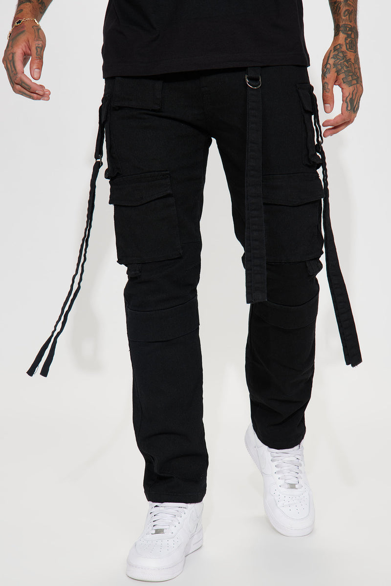 Men Drawstring Waist Pants Trouser Snap Bottom Cargo Pockets Joggers VTG  Fashion