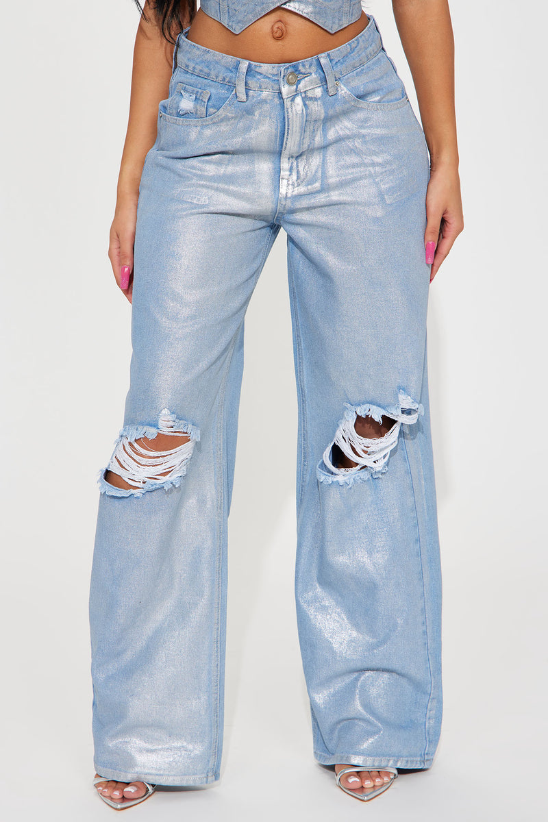High Waisted Distressed Baggy Jeans Without Bag