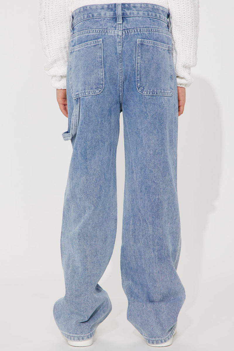 Mini Wide Leg Carpenter Jeans - Bleach Blue Wash | Fashion Nova