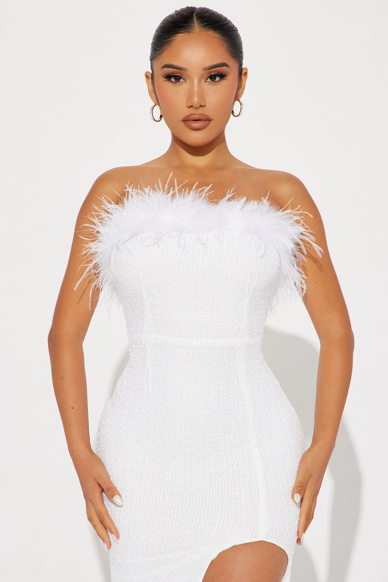 Emery Sequin Gown - White, Fashion Nova, Dresses