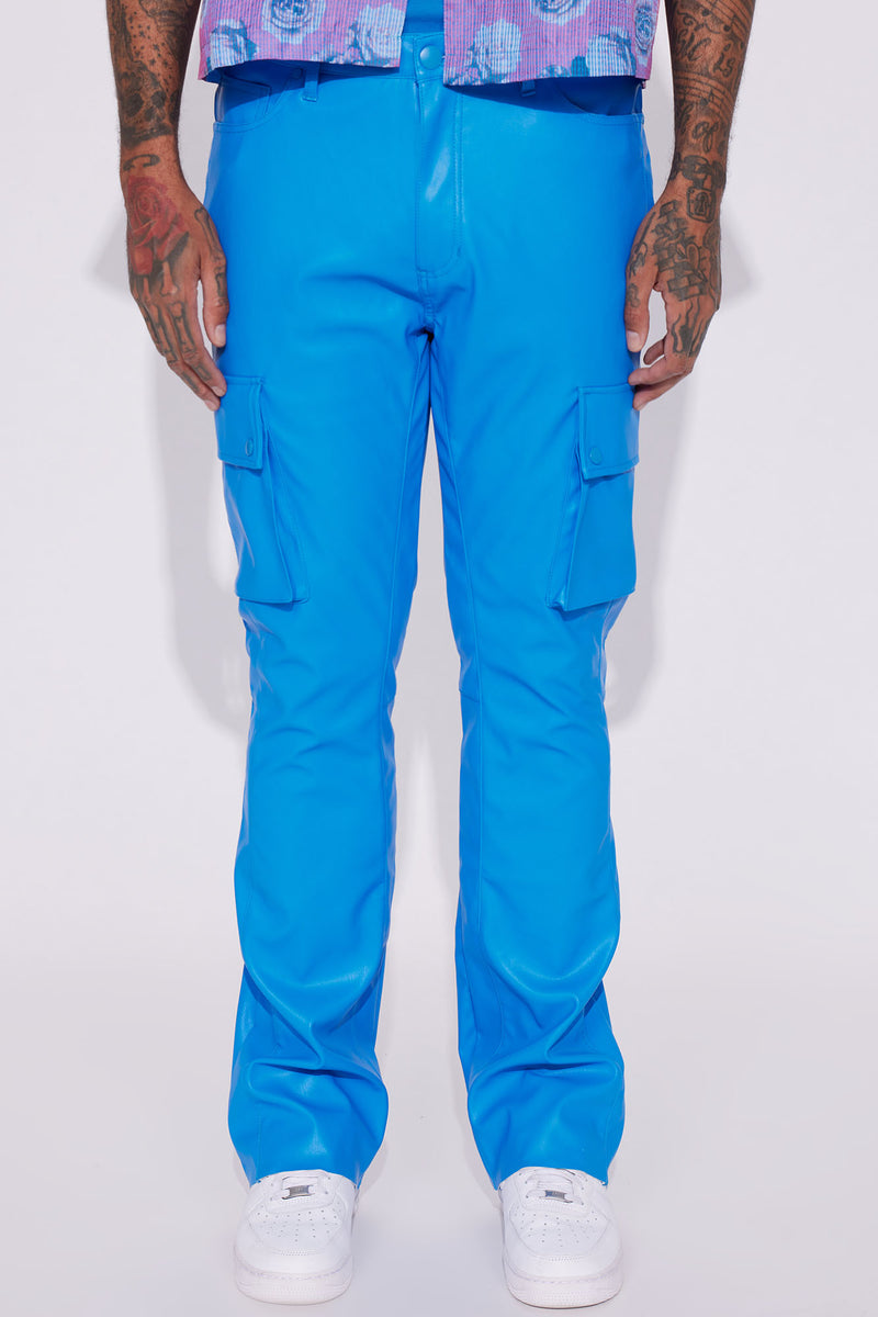 Finest Faux Leather Cargo Flare Pants - Green, Fashion Nova, Mens Pants