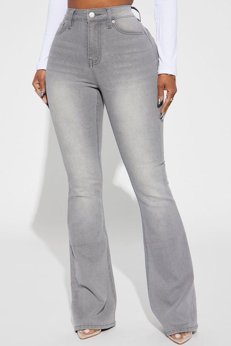 Audrey Booty Lifting Stretch Flare Jeans - Grey
