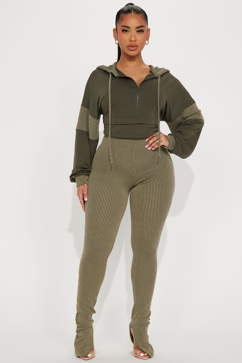 Off The Stage Hoodie Jumpsuit - Olive