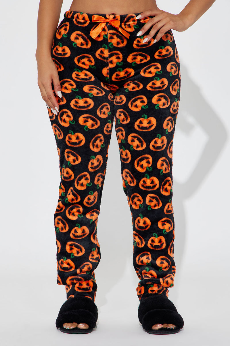  Halloween Pumpkin Check Orange Mens Pajama Pants Men's