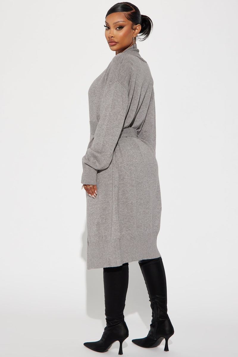 Key To Happiness Knit Duster Cardigan in Grey • Impressions Online