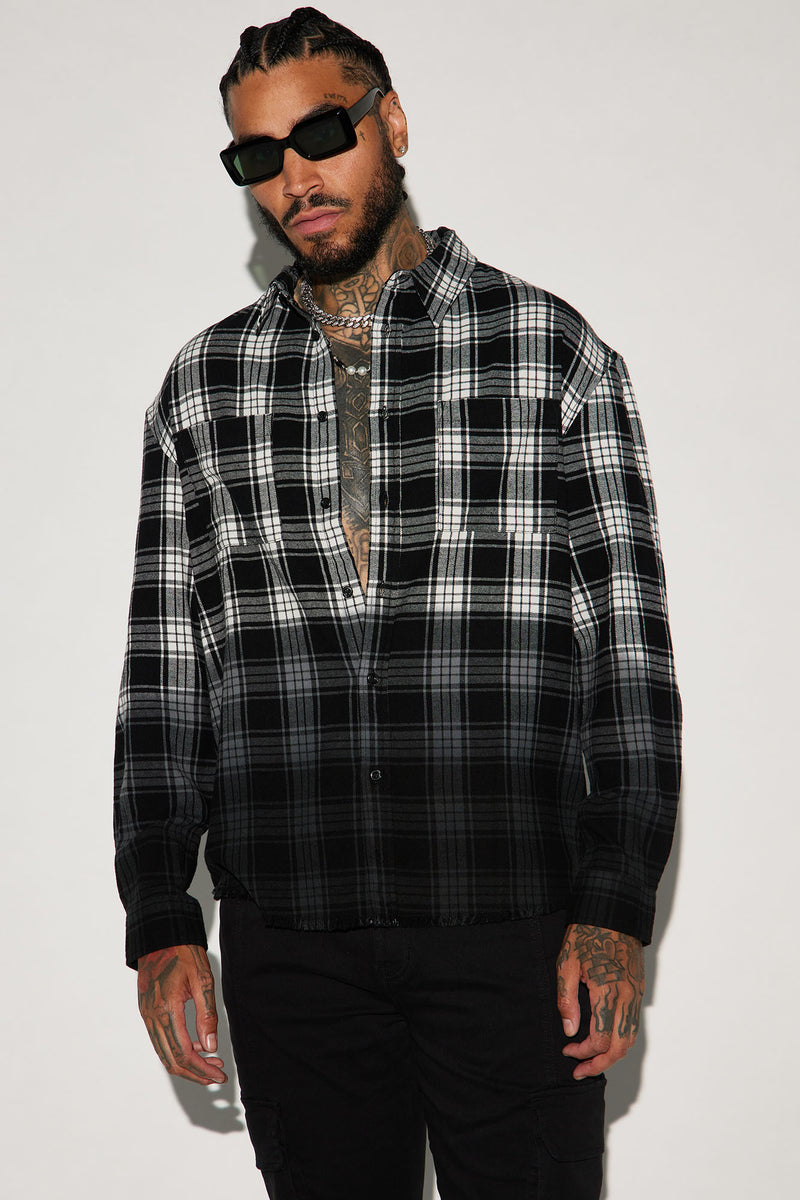 Sunset Dip Dye Flannel Shirt - Green/Black