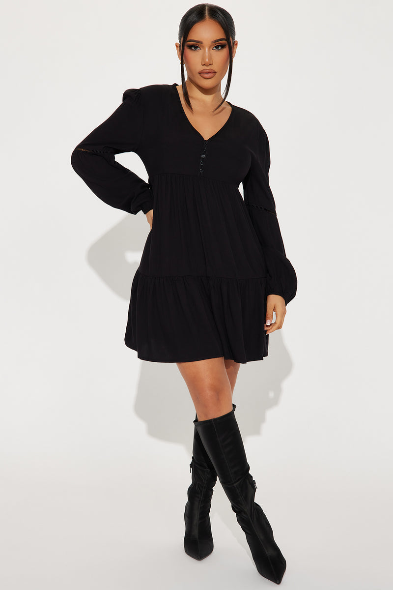 Layla Fit And Flare Mini Dress - Black