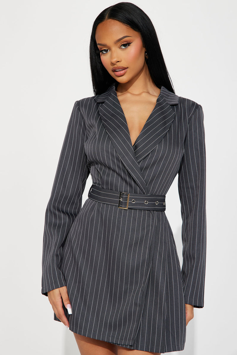 Pinstripe blazer dress sale