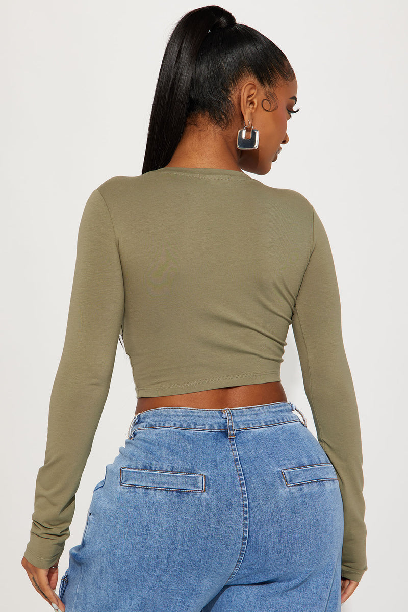 Agnus Long Sleeve Crop Top - Black