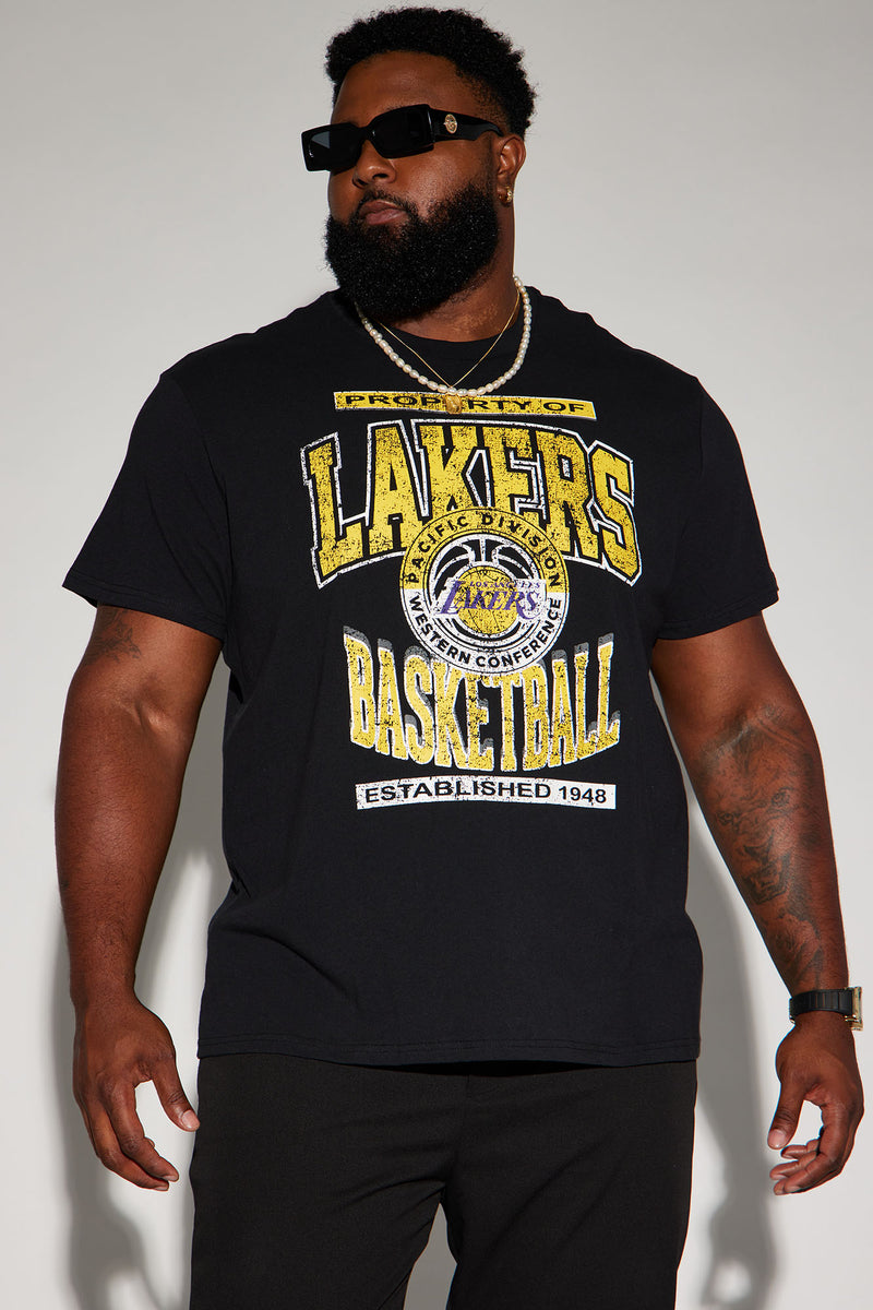 Lakers Button Down Fashion Top - Black/combo, Fashion Nova, Screens Tops  and Bottoms