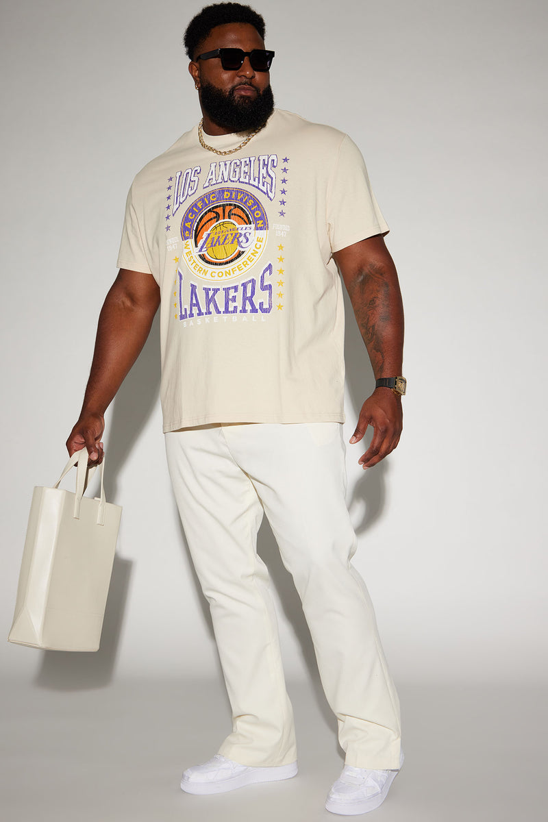 Men's Lakers Pick and Roll Short Sleeve Tee Shirt Print in Black Size Small by Fashion Nova