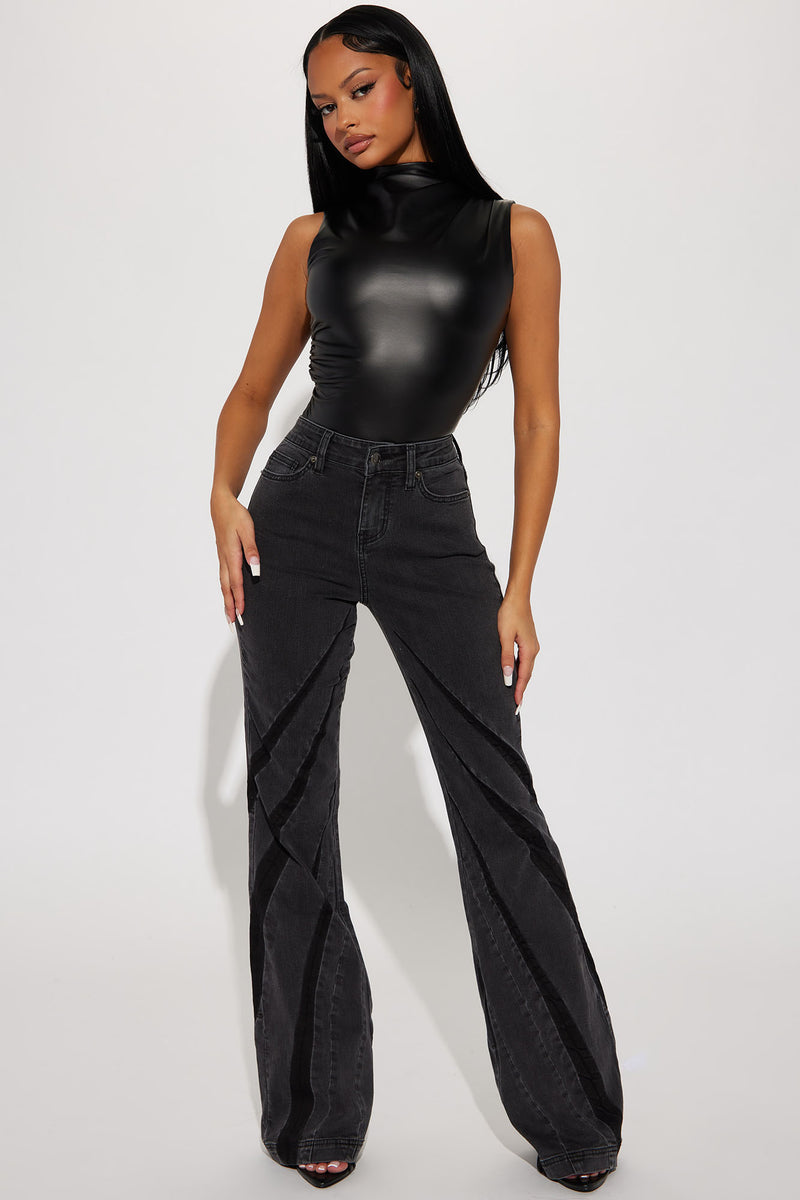 Kourtney Faux Leather Bodysuit - Black