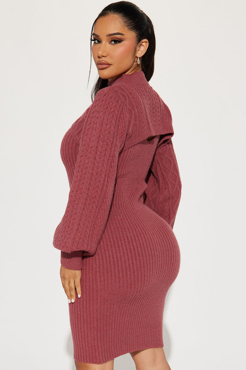 Wren Sweater Mini Dress Set - Marsala