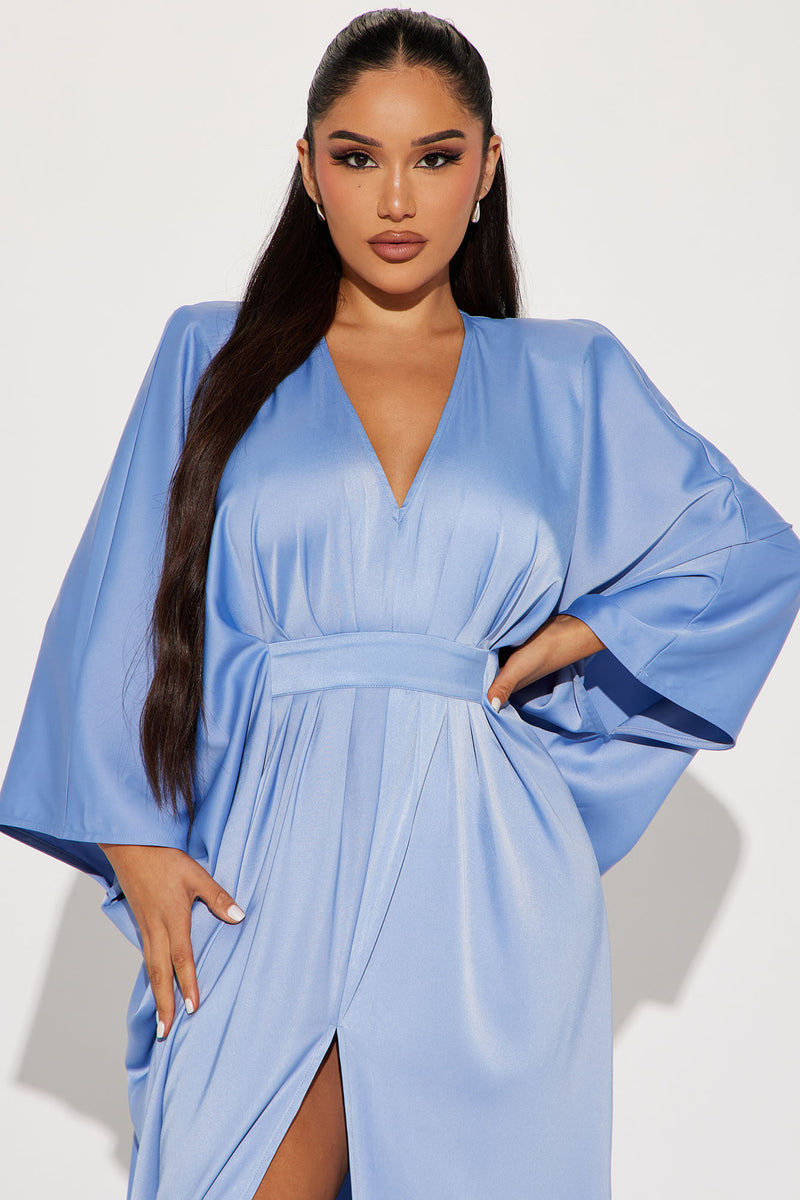 Spectacular Woman Satin Maxi Dress - Slate Blue, Fashion Nova, Dresses