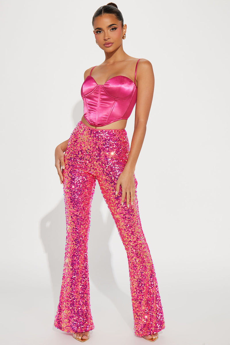 Sparkle Up Your Look with Hot Pink Sequin Drawstring Pants - Shop the  Latest Trend Today