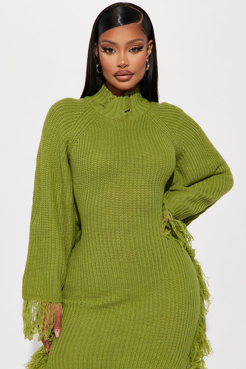 Venae Sweater Maxi Dress - Chartreuse, Fashion Nova, Dresses