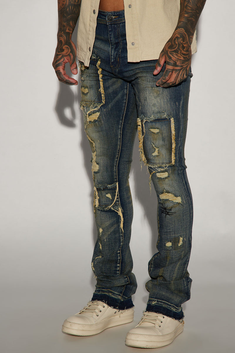 Rockstar Made Stacked Skinny Flare Jeans - Dark Wash, Fashion Nova, Mens  Jeans