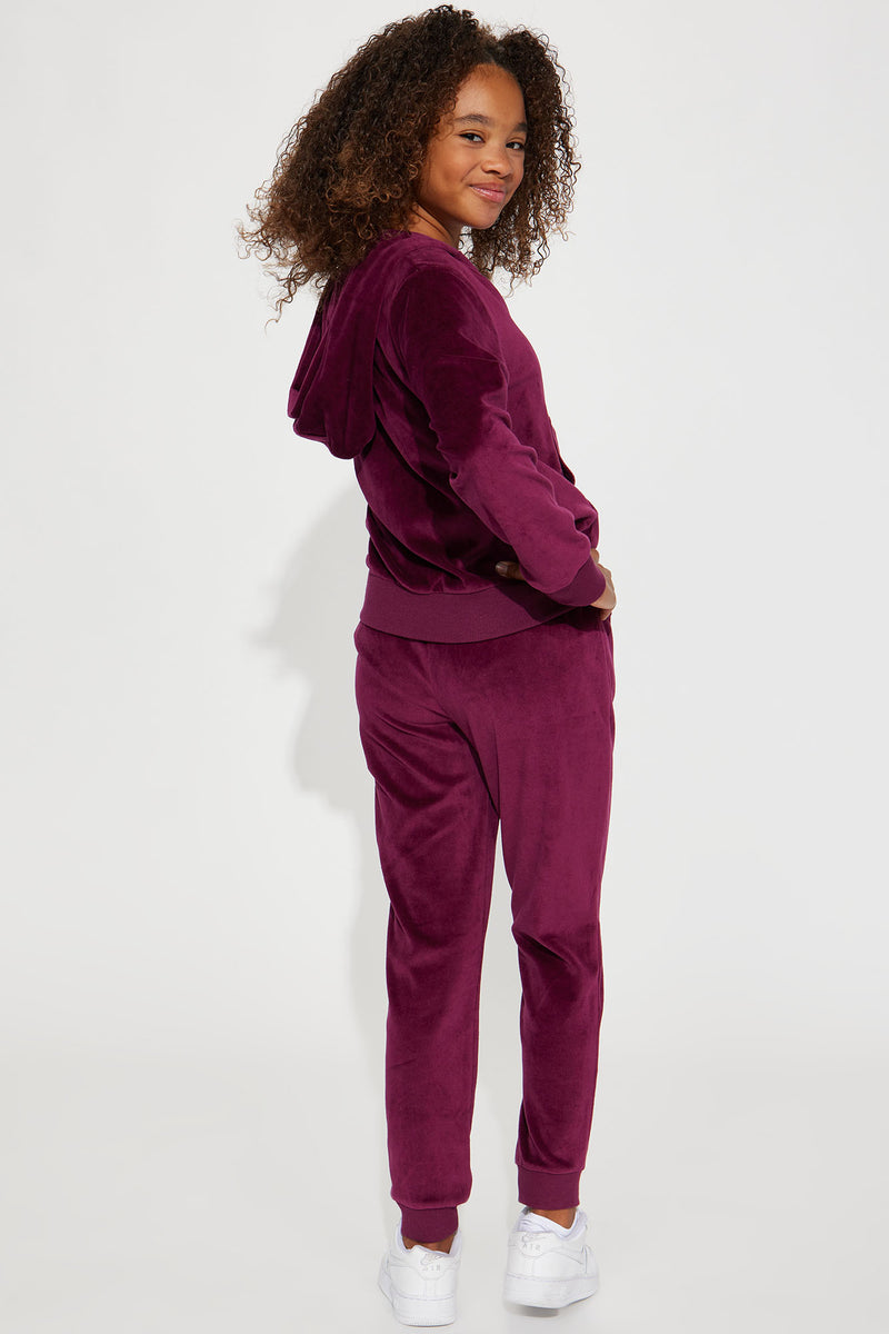 Burgundy 2025 velvet sweatsuit