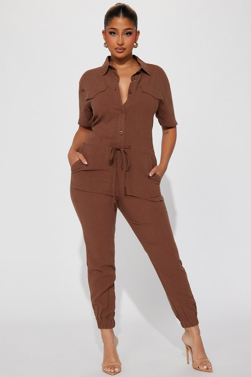 Womens Surviving Summer Jumpsuit in Olive Green size 1X by Fashion Nova