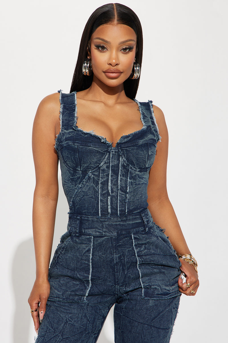 Dakota Denim Jumpsuit - Denim, Fashion Nova, Jumpsuits