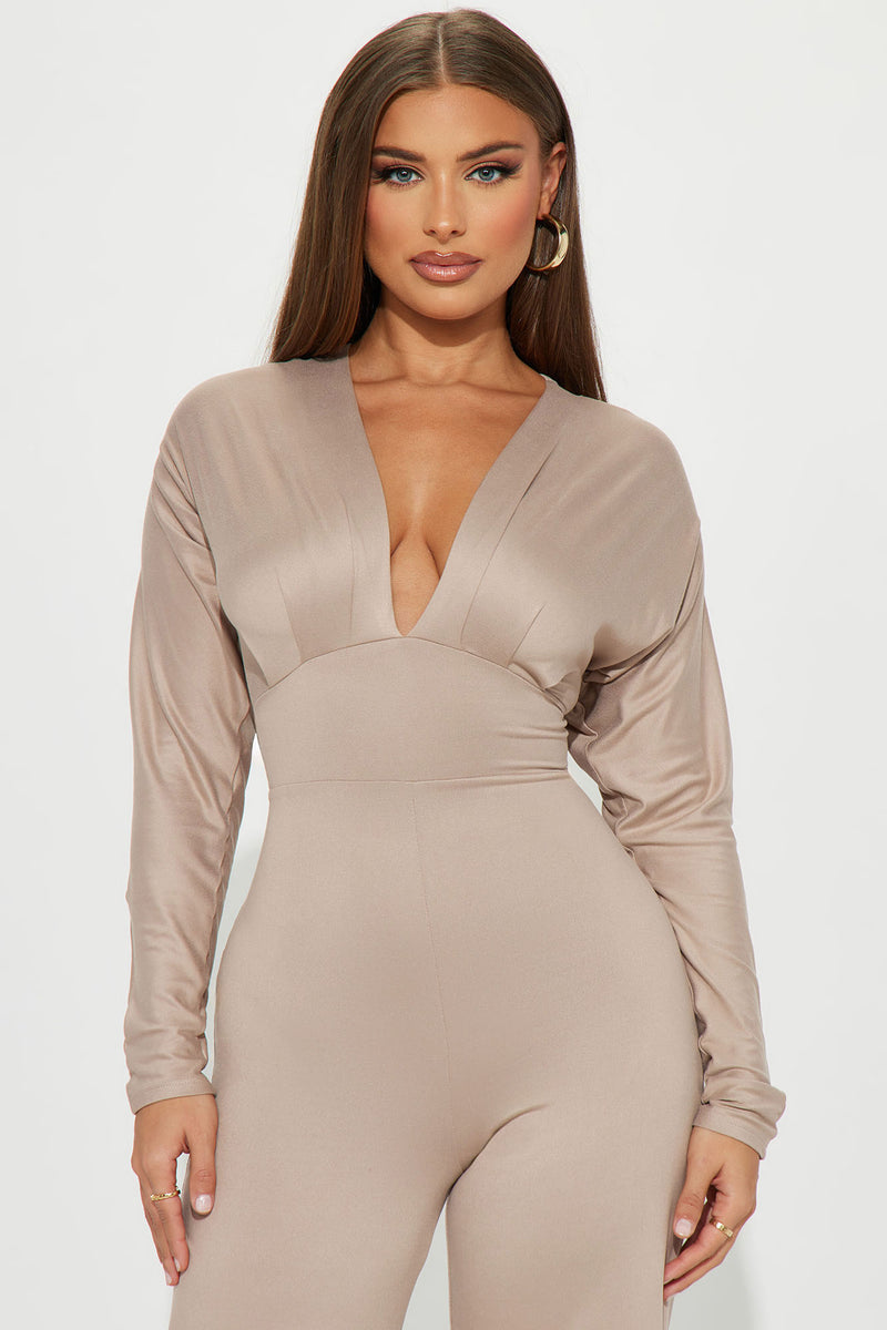 Like No Other Jumpsuit (Taupe) RUNS SMALL – Baddieville